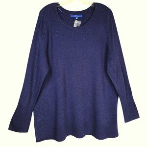 Apt 9 Sweater Women's 1X Blue Sparkle Glitter Tunic Long Sleeve Casual Colorful